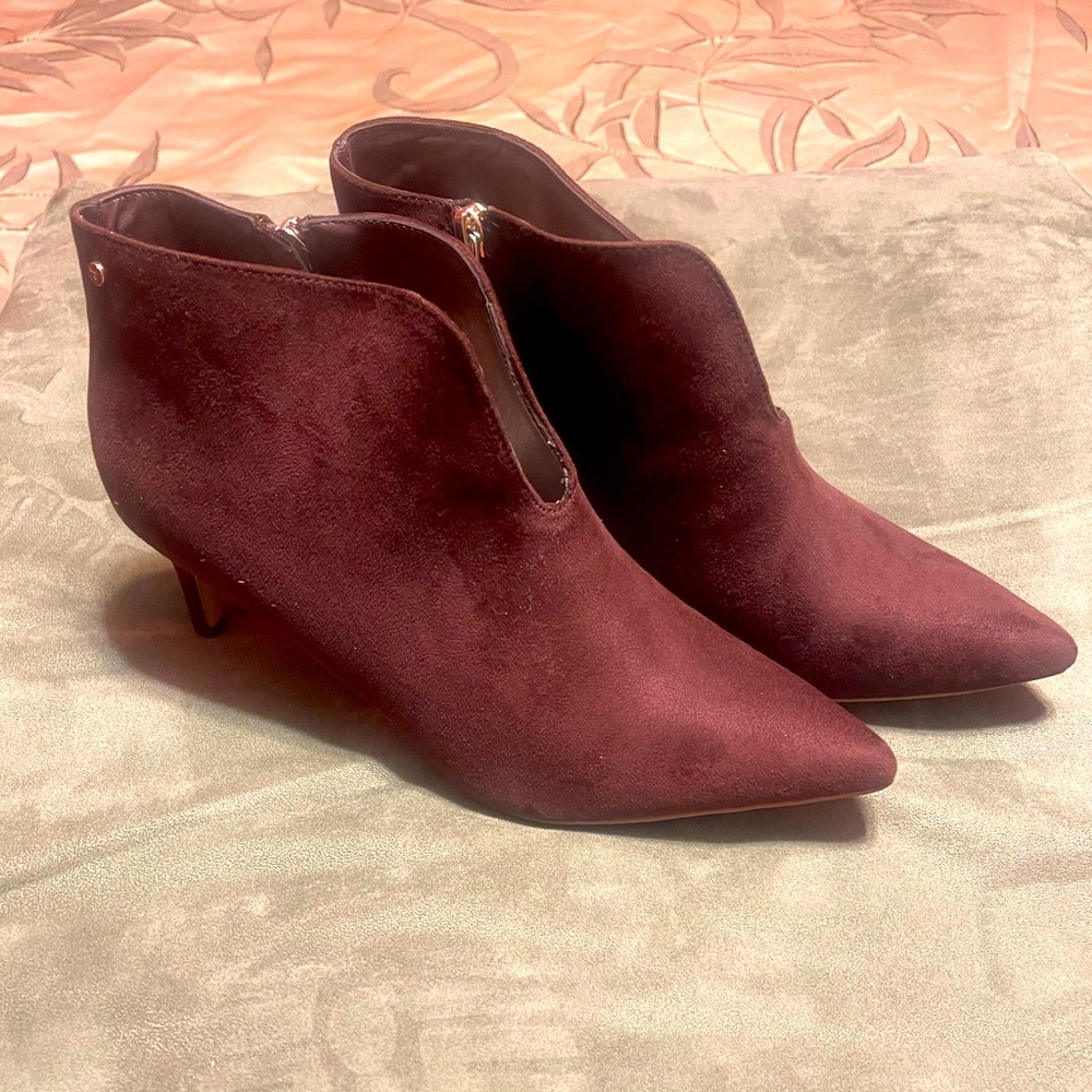 Dark brown suede ankle boots